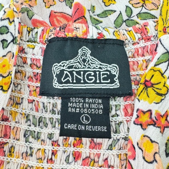 ANGIE Floral Twist Front A-Line Midi Dress Spaghetti Strap Boho Peasant - Picture 9 of 10